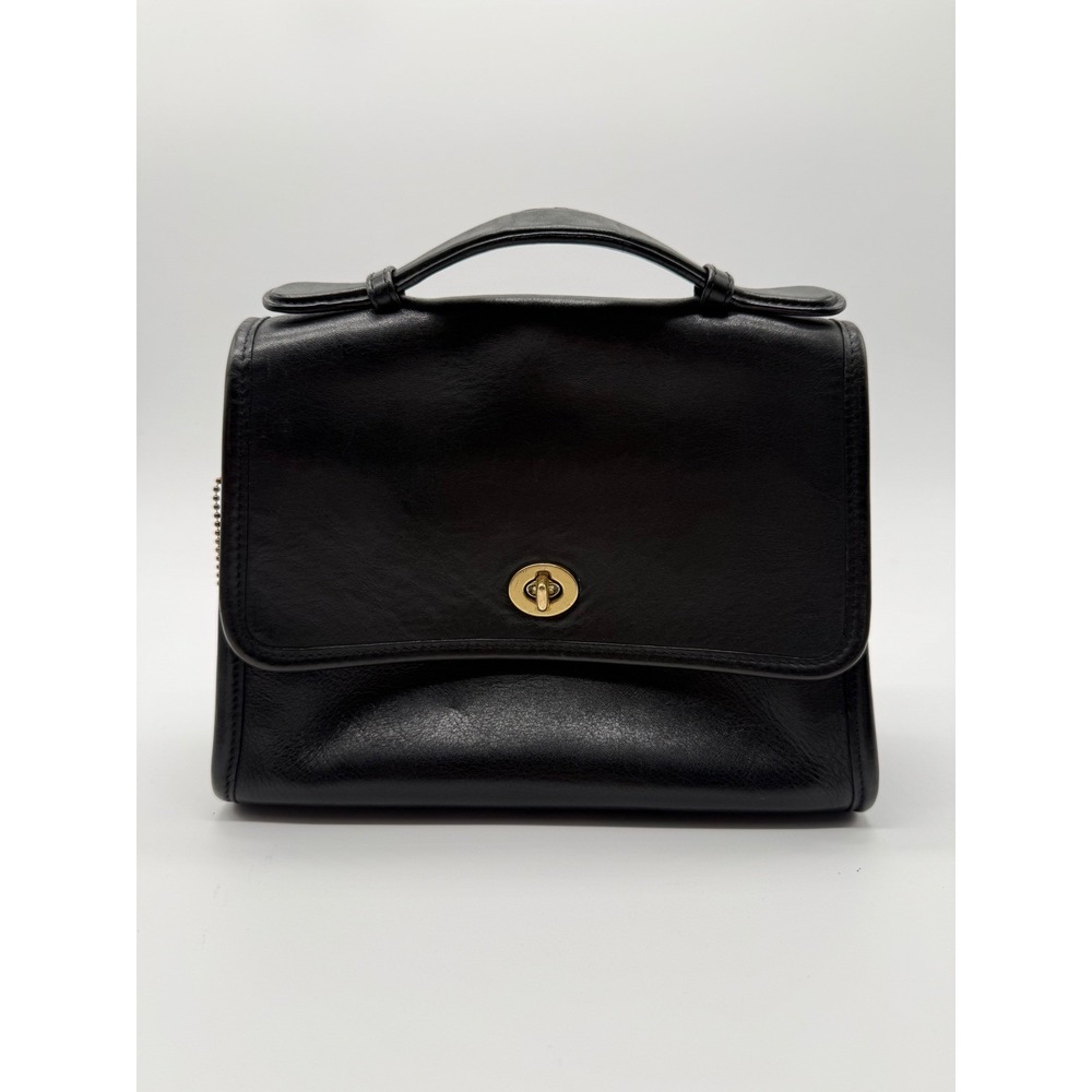 Coach Vintage Willis Bag 9927 Black Leather Crossbody Top Handle Brass Hardware - Picture 12 of 16